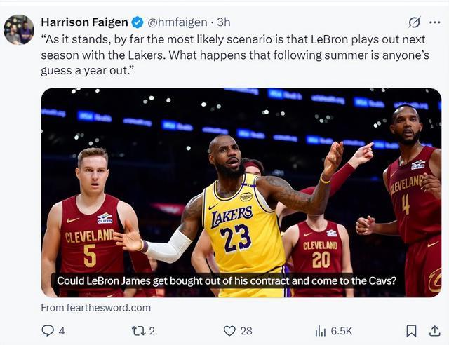 湖记透露詹皇大概率留队！嘴哥要价过高该叫停 有意罗林斯因三分球